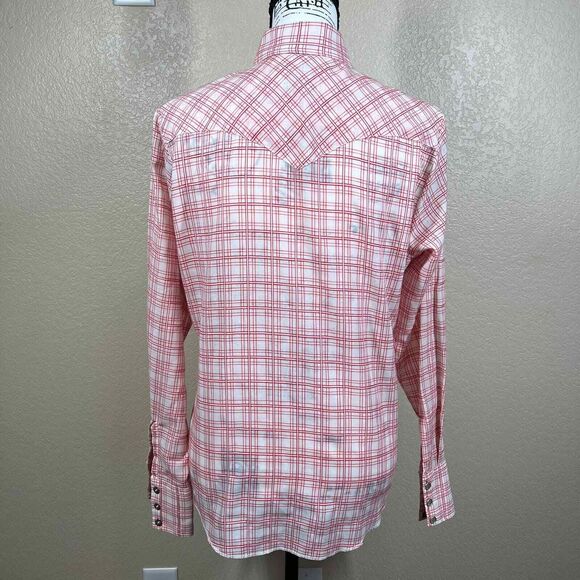 H Bar C Ranchwear Western red plaid Shirt women snap buttons long sleeve  34 (S) - Picture 7 of 12